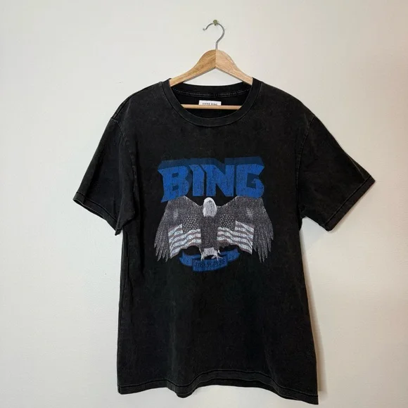 Anine Bing Vintage Eagle Los Angeles Tee in washed black size medium - Picture 3 of 9